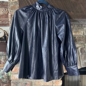 Rachel Comey Navy Vegan Leather Top